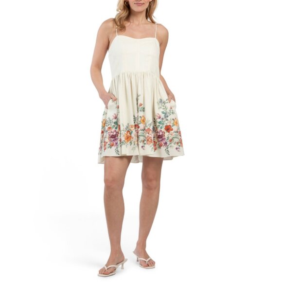 CALYPSO ST. BARTH Dresses & Skirts - CALYPSO ST. BARTH Golden Floral Linen Blend Jayane Mini Dress